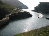 Fast boat entering Boscastle harbour